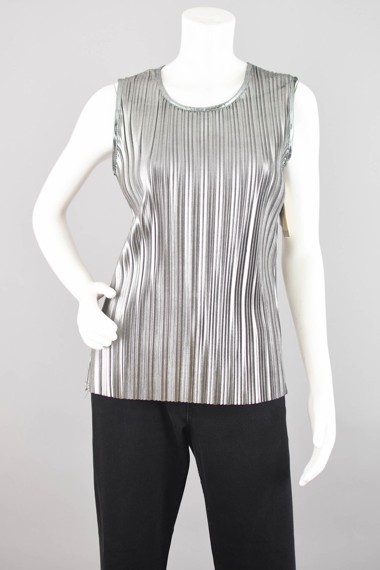 Vintage Metallic Silver Sleeveless Shirt NWT, Women's Medium