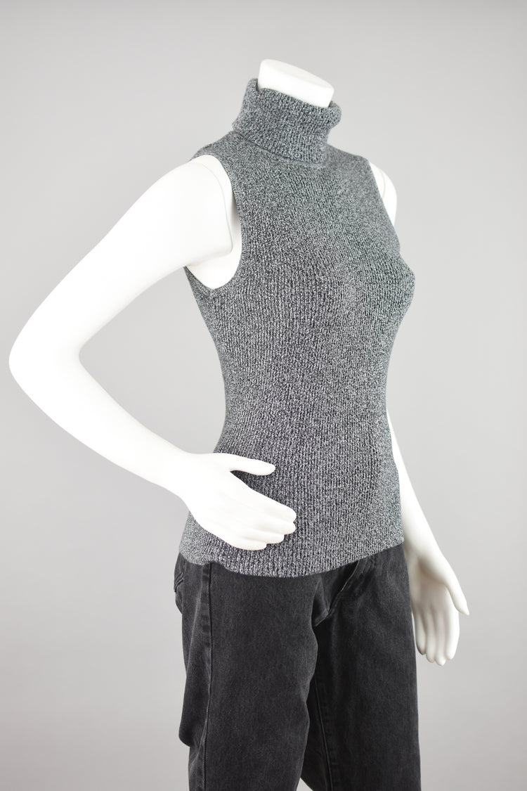 Vintage 90s Turtleneck Knit Tank Top, Women's Small