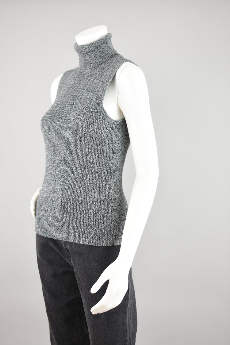 Vintage 90s Turtleneck Knit Tank Top, Women's Small