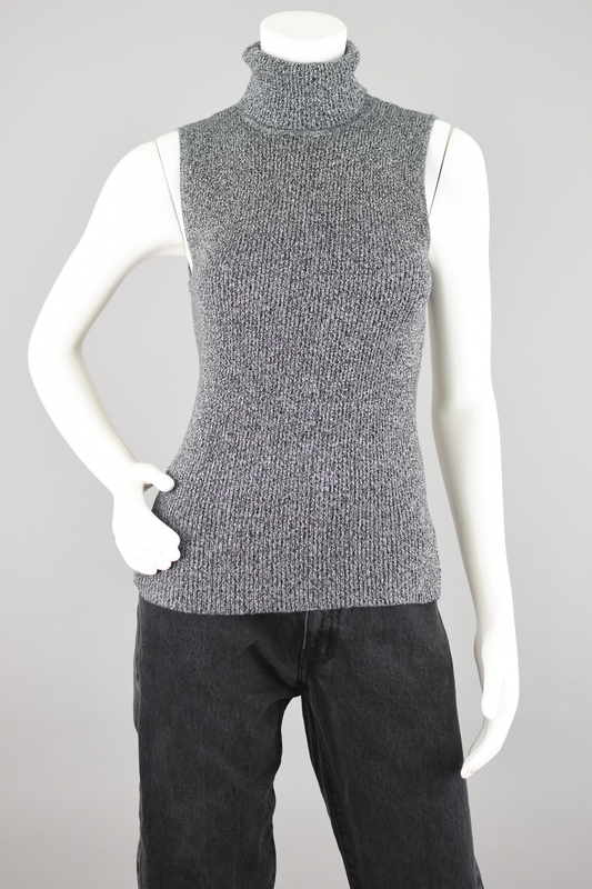 Vintage 90s Turtleneck Knit Tank Top, Women's Small