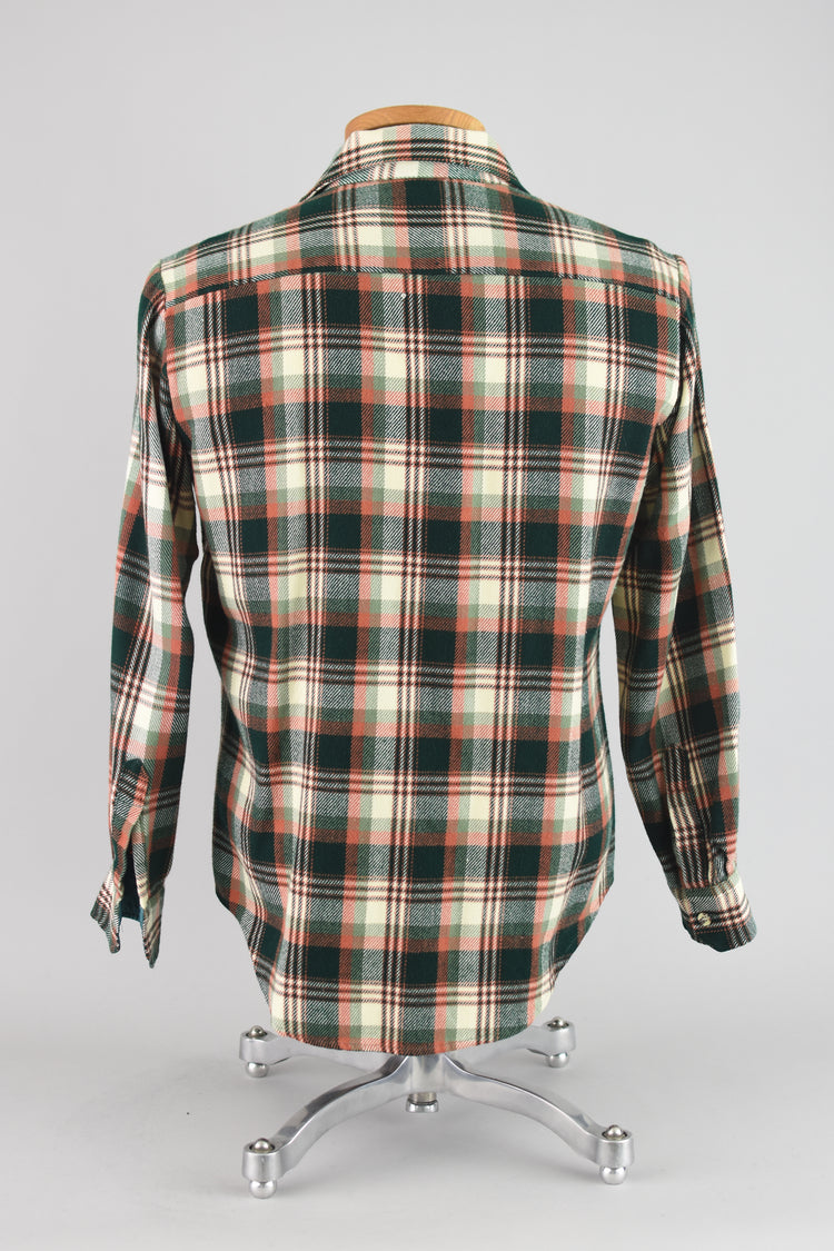 70s St. John's Bay Plaid Flannel Work Shirt, Men's Medium