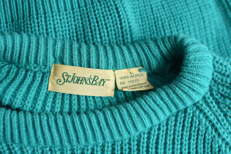 90s St. John's Bay Chunky Knit Teal Sweater Women's Large