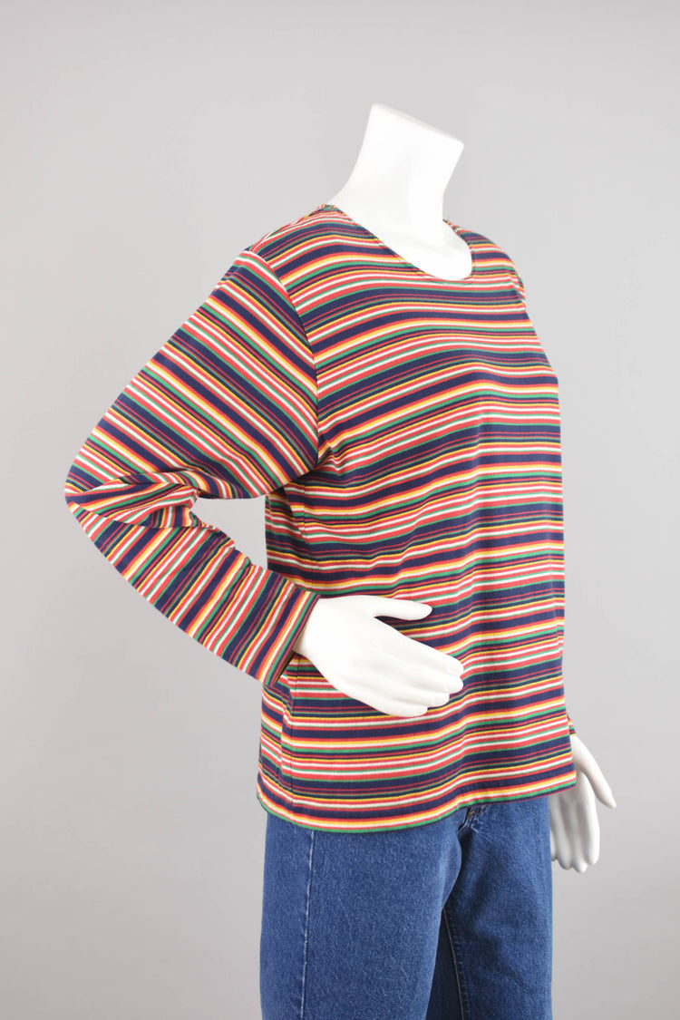 90s Striped Long Sleeve Grunge Shirt, Women's Large