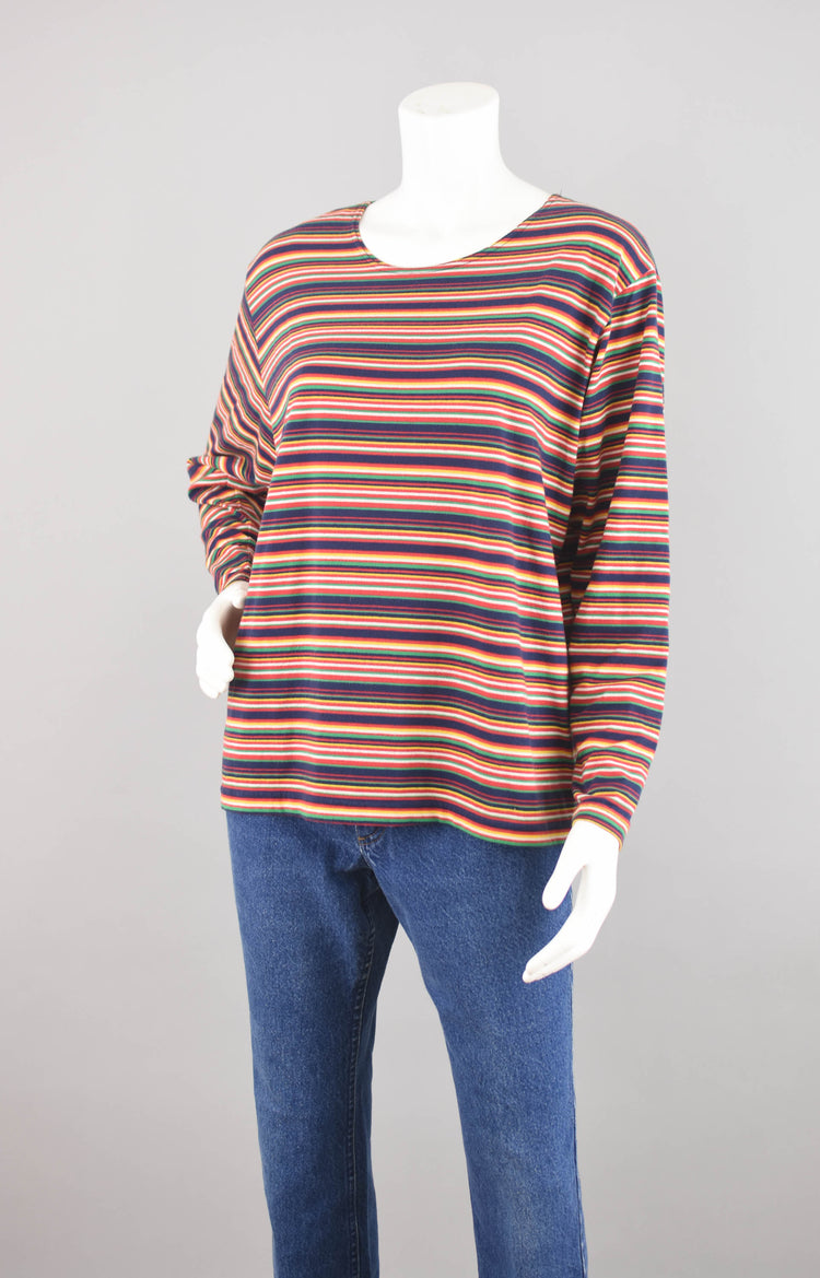 90s Striped Long Sleeve Grunge Shirt, Women's Large