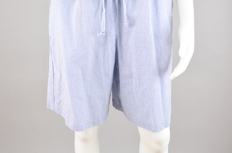 90s Blue Striped Seersucker Bermuda Shorts, Women's 28" - 32" Waist