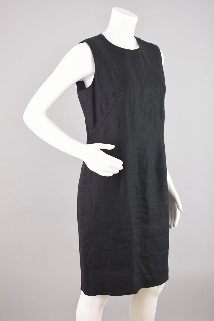 90s Talbots Irish Linen Black Sleeveless Dress, Women's Petite Small