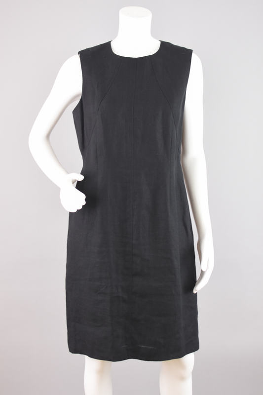 90s Talbots Irish Linen Black Sleeveless Dress, Women's Petite Small