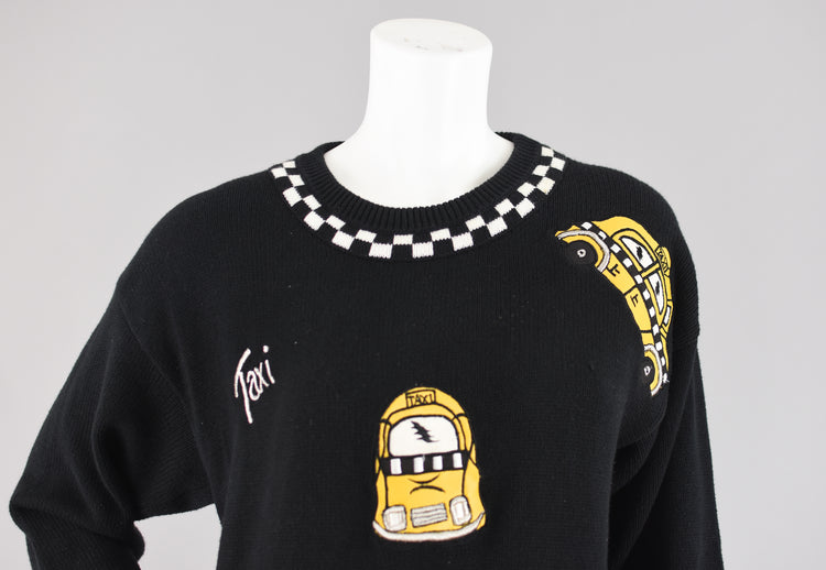 Vintage Taxi Cab Sweater Women's Medium