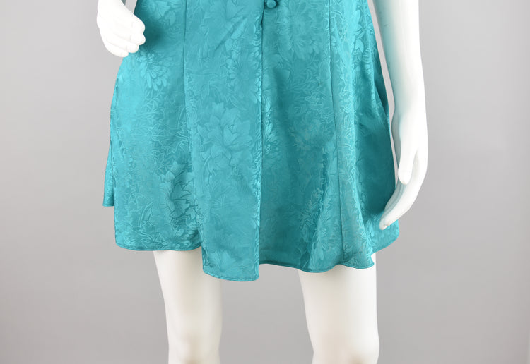 90s Adonna Teal Satin Slip Dress, Women's Small