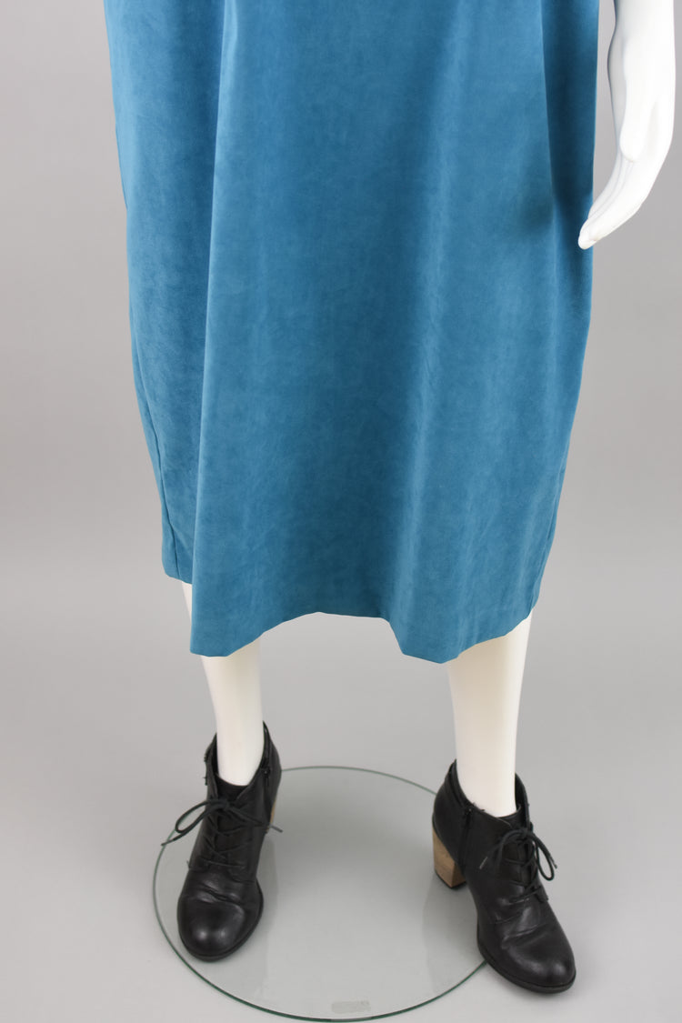 90s Vegan Ultrasuede Blue Jumper Dress, Sag Harbor, Women's Plus Size 16