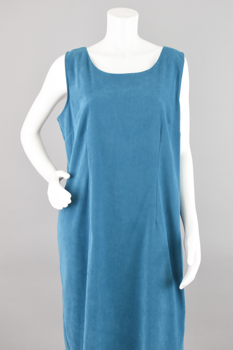 90s Vegan Ultrasuede Blue Jumper Dress, Sag Harbor, Women's Plus Size 16