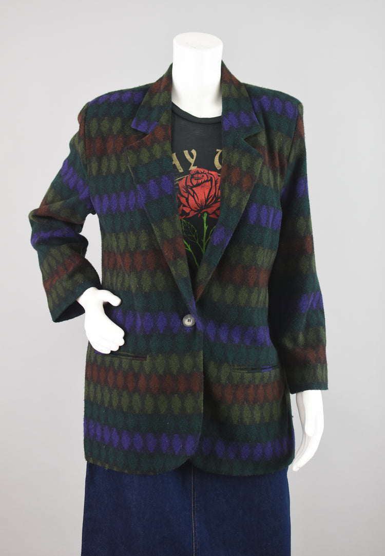 80s Wool Blend Oversized Blanket Blazer