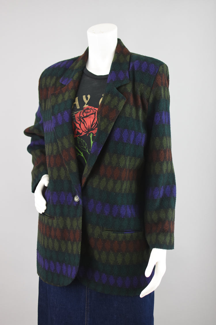 80s Wool Blend Oversized Blanket Blazer