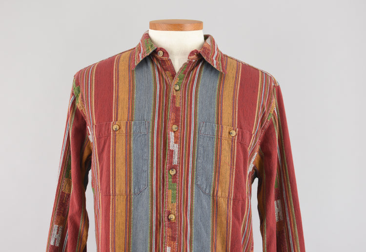 90s Aztec Button Up Long Sleeve Shirt, Men's Medium