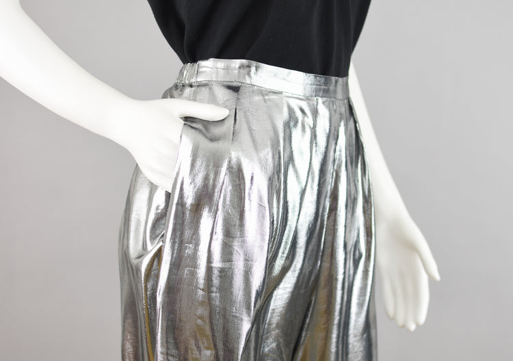 80s Metallic Wide Leg Palazzo Pants, Women's Size 12, 32" Waist