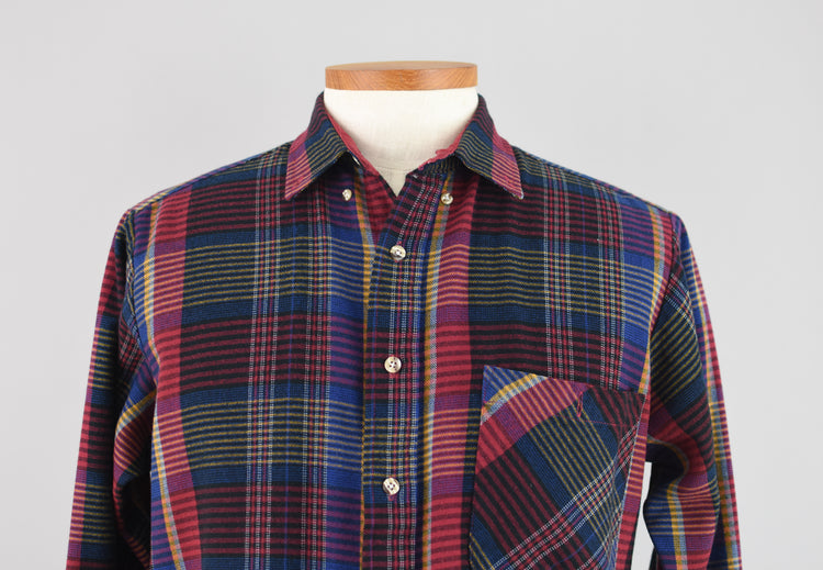 70s Van Heusen Plaid Flannel Shirt Men's Medium