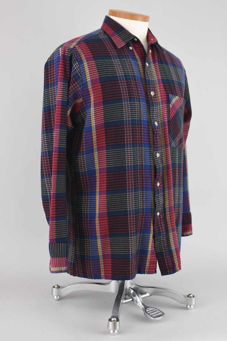 70s Van Heusen Plaid Flannel Shirt Men's Medium