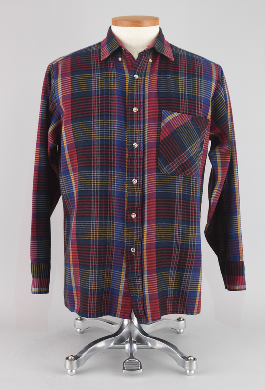 70s Van Heusen Plaid Flannel Shirt Men's Medium