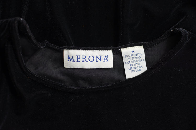 90s Merona Black Velvet Dress Women's Medium