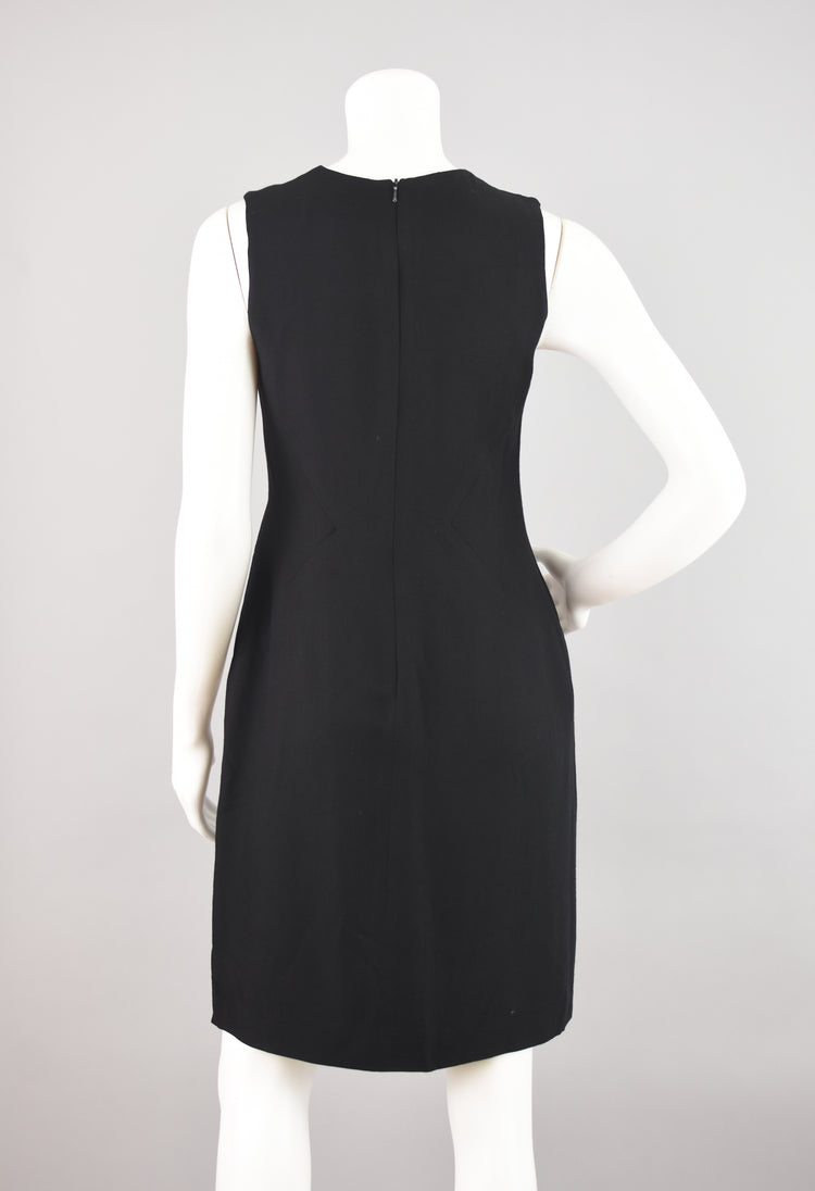 90s Black Wool Blend Sleeveless Dress, Women's Size 4