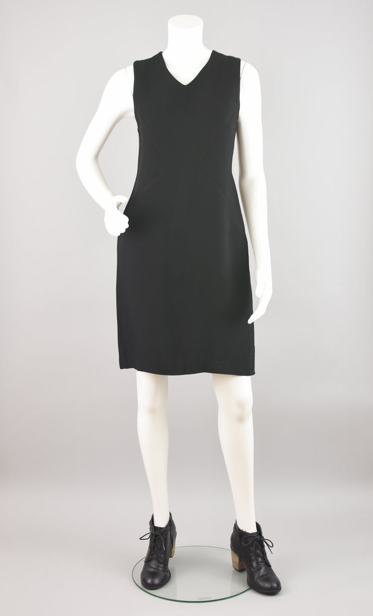 90s Black Wool Blend Sleeveless Dress, Women's Size 4