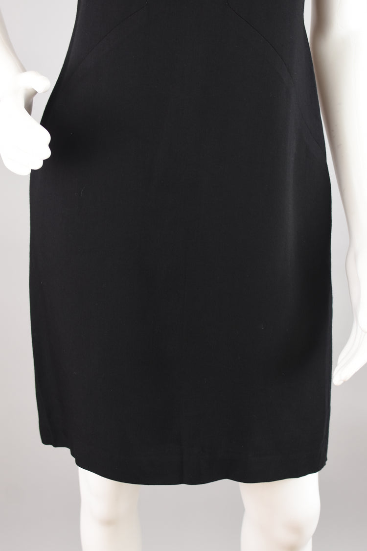 90s Black Wool Blend Sleeveless Dress, Women's Size 4