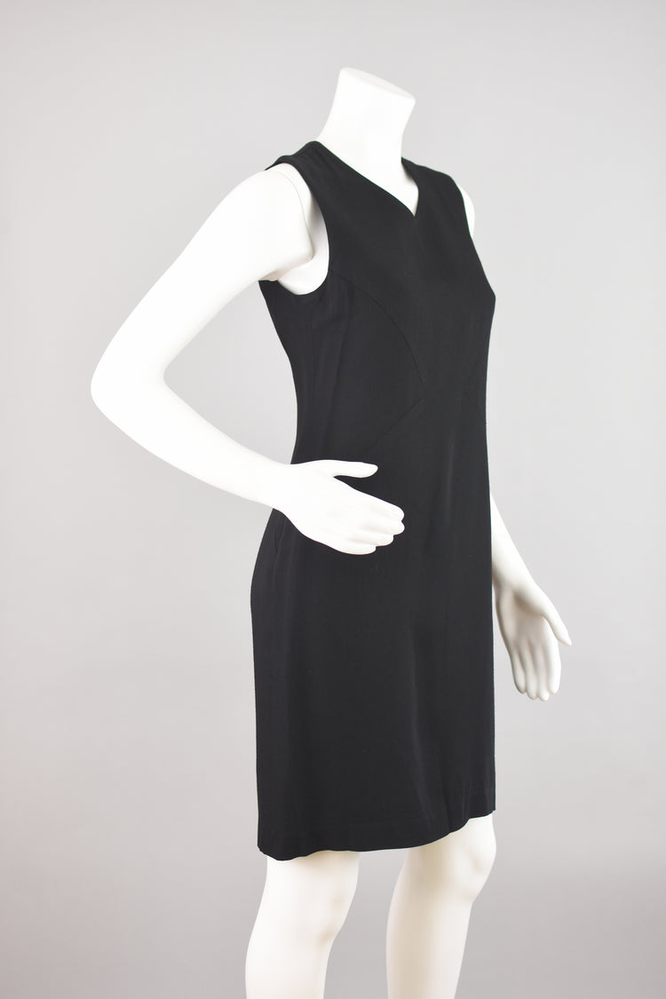 90s Black Wool Blend Sleeveless Dress, Women's Size 4