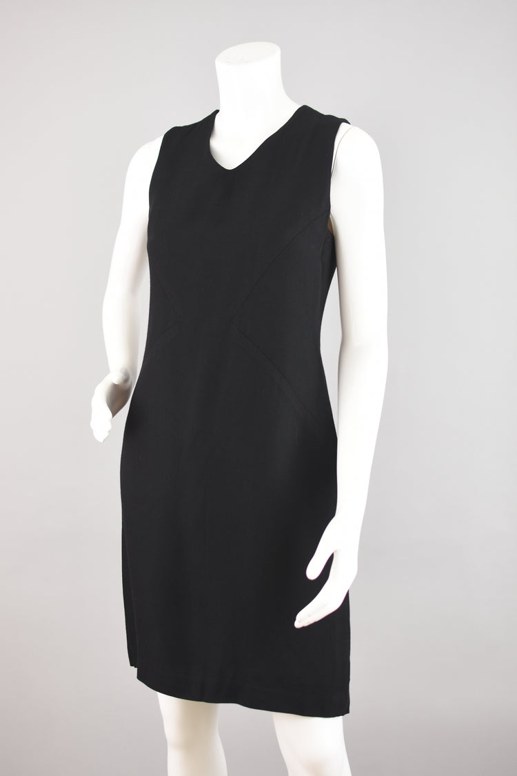 90s Black Wool Blend Sleeveless Dress, Women's Size 4