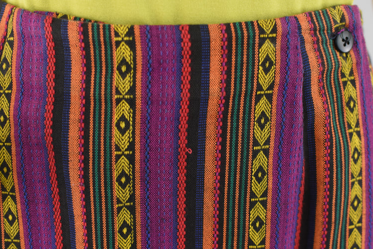 90s Colorful Aztec Striped Wrap Skirt, Women's Medium, 32" Waist