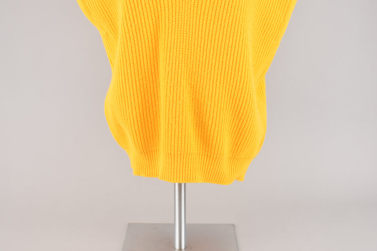 80s Yellow V-neck Shaker Snit Sweater Vest, Women's Medium