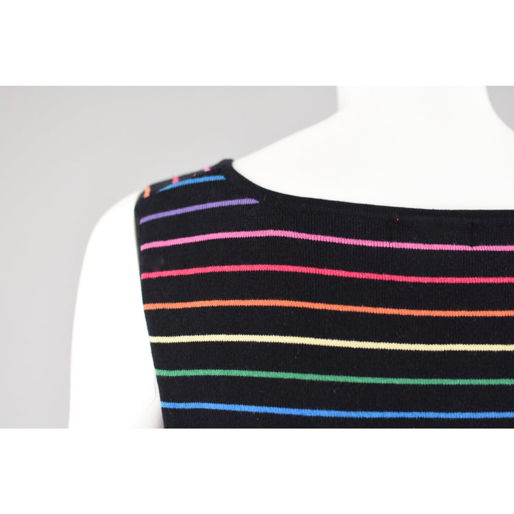 90s Rainbow Stripped Stretchy Knit Silk Tank Top Women's Small - Medium