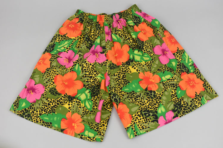 Vintage 80s High Waist Animal Print Breezy Shorts Women's 1X