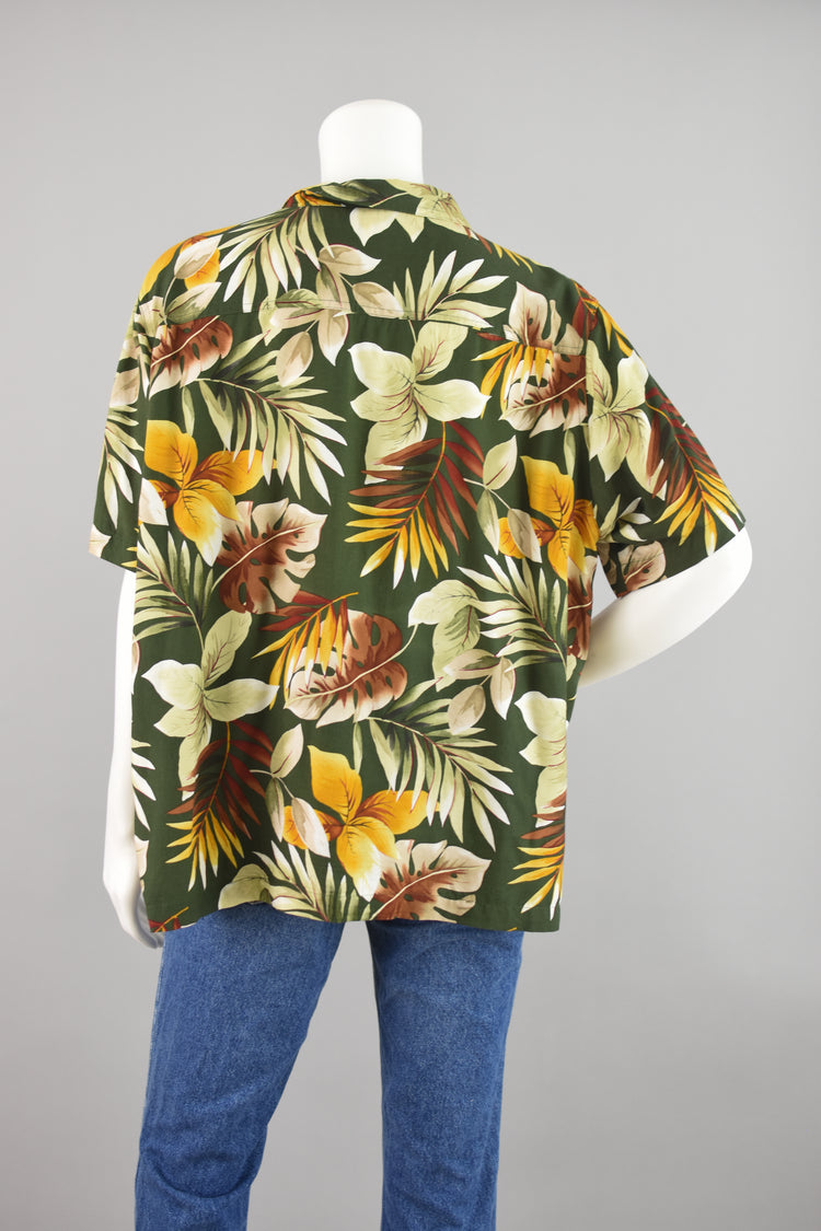 90s Basic Editions Hawaiian Button Down Shirt, Women's Plus Size 1X