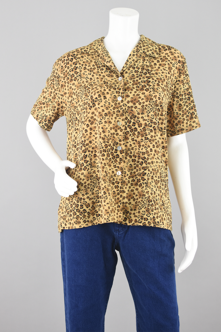 90s Animal Print Button Down Shirt Women's Large