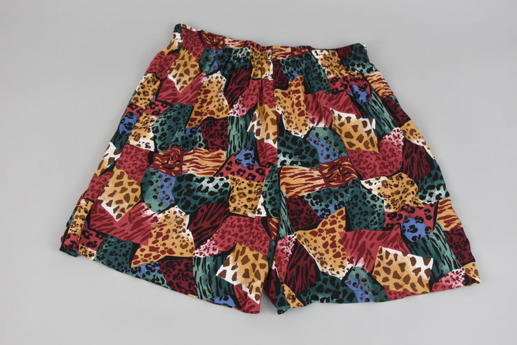 Vintage 80s High Waist Animal Print Wide Leg Shorts Women's 2X