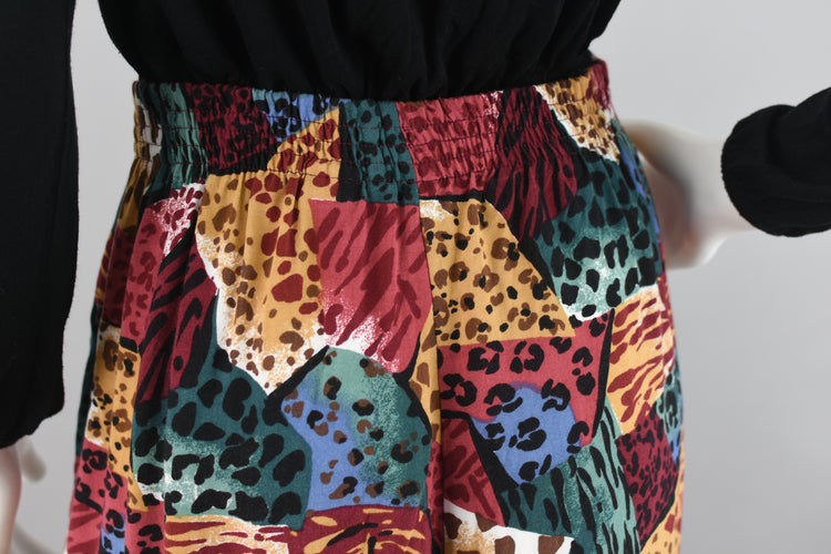 Vintage 80s High Waist Animal Print Wide Leg Shorts Women's 2X