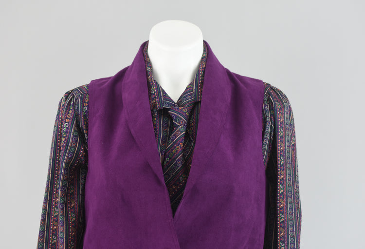 60s Purple Ultrasuede Vest Women's Small