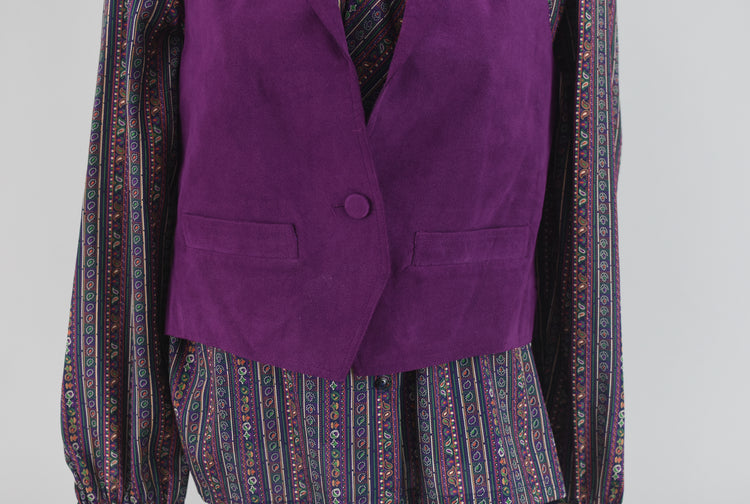 60s Purple Ultrasuede Vest Women's Small