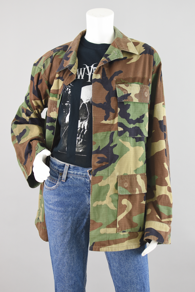 90s Camouflage Grunge Jacket, Men's Medium Long