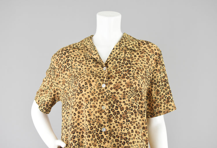 90s Animal Print Button Down Shirt Women's Large