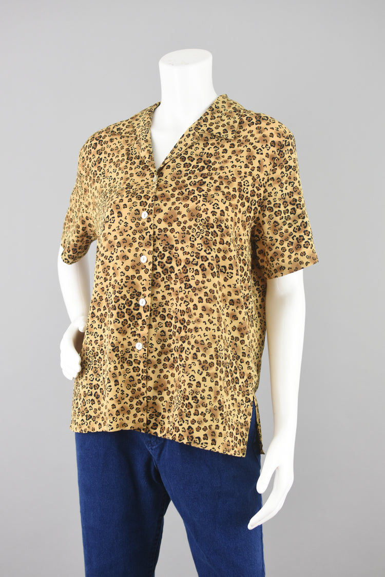 90s Animal Print Button Down Shirt Women's Large