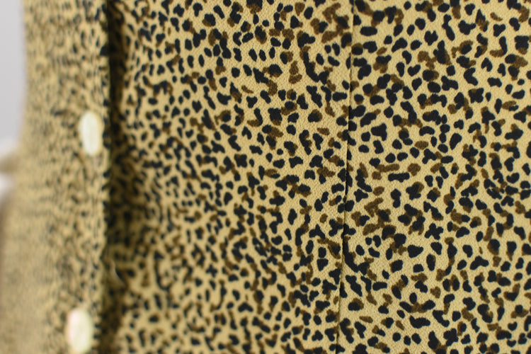 90s Animal Print V-neck Blouse Petite Medium