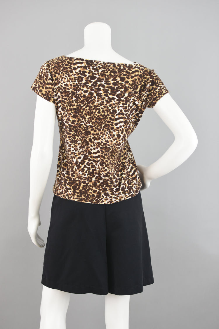 90s Animal Print Fitted Short Sleeve T-shirt Women's Small