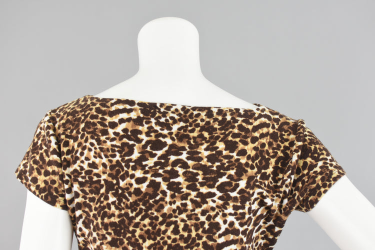 90s Animal Print Fitted Short Sleeve T-shirt Women's Small