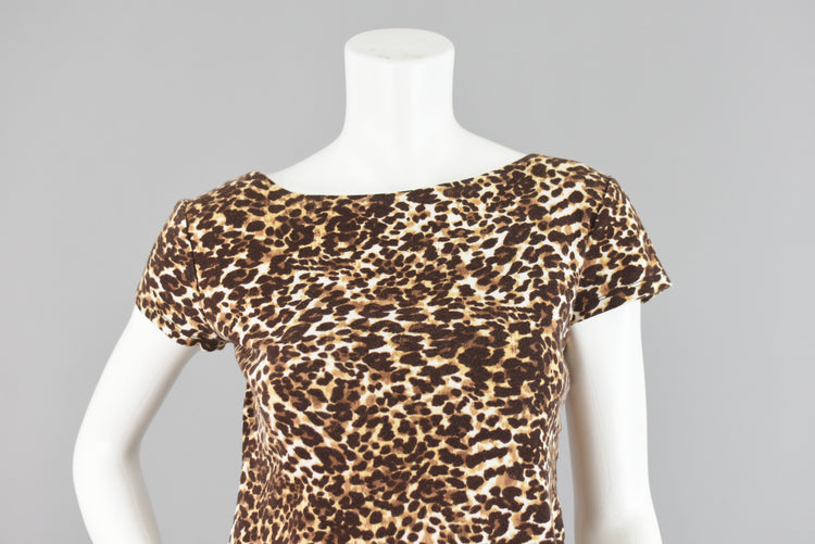 90s Animal Print Fitted Short Sleeve T-shirt Women's Small