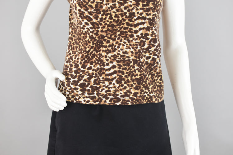 90s Animal Print Fitted Short Sleeve T-shirt Women's Small