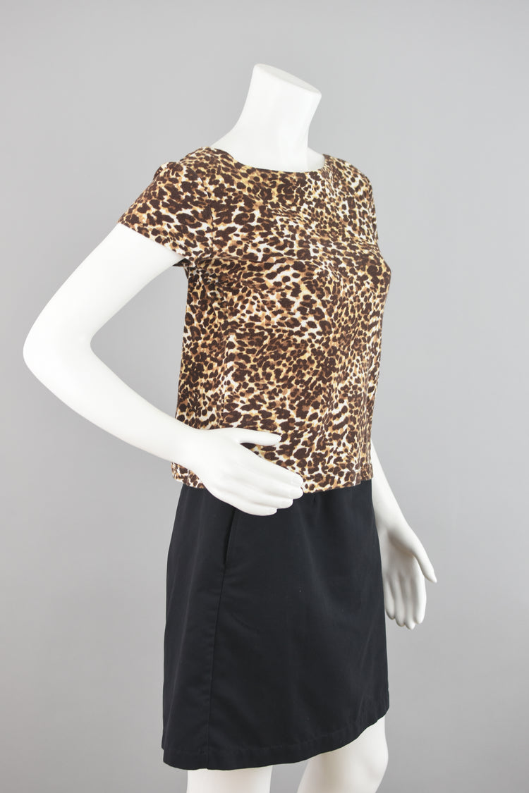 90s Animal Print Fitted Short Sleeve T-shirt Women's Small