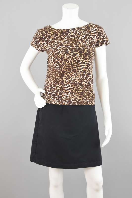 90s Animal Print Fitted Short Sleeve T-shirt Women's Small