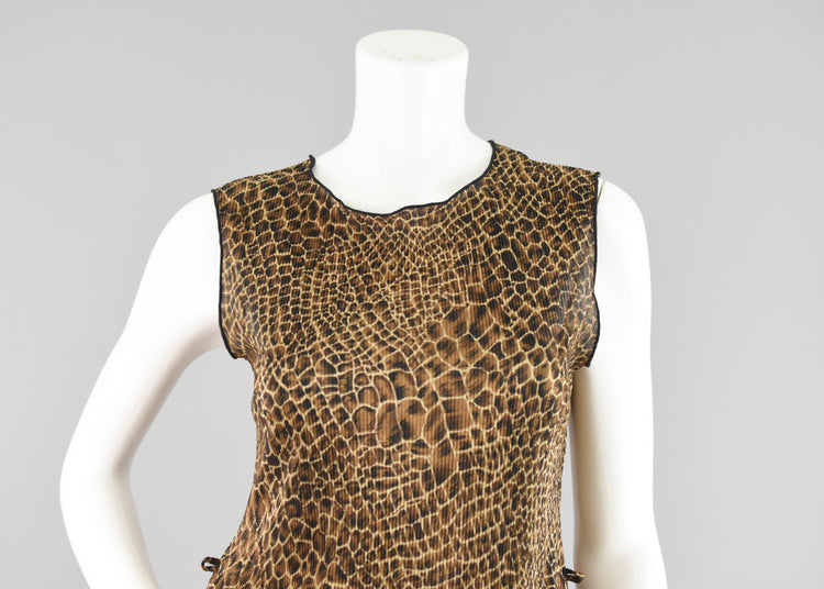 90s Animal Print Crinkle Asymmetrical Top Size 8