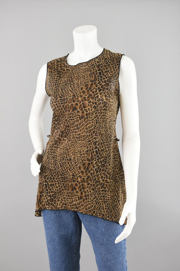 90s Animal Print Crinkle Asymmetrical Top Size 8